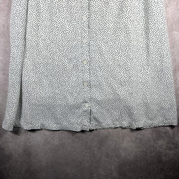 Old Navy Skirt Womens 2X White‎ Black Polka Dot Midi Button Front Cottagecore - Picture 3 of 8